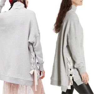 Free People So Plush Lace Up Pullover size M